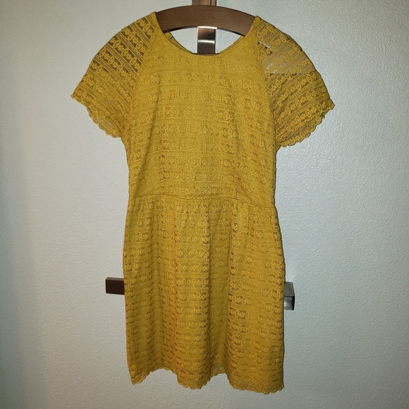 Free People Dresses & Skirts - Free People Mustard Gold Candy Lace Dress - 4